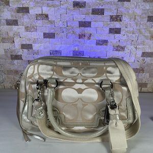 Coach Push Lock Cream/Gold Satchel